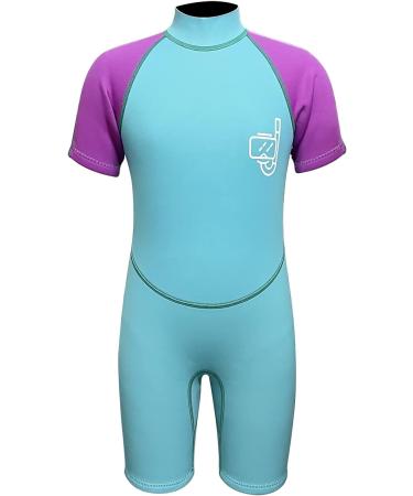 PZZMY Kids Shorty Wetsuit 2mm Neoprene Suit - Blue/Purple, 7-8 Years - Buy Online on GoSupps.com