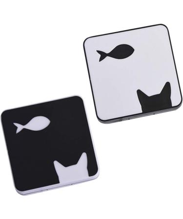 VOSAREA 2Pcs Cat & Fish Pattern Contact Lens Travel Bag | Stylish Lens Box for Women & Girls | Black & White Design - Shop Now! - Buy Online on GoSupps.com