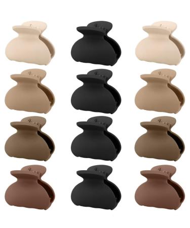 Kavya Small Hair Clips Women Hair Clips Claw Non-Slip Matte Hair Clip For Girls Kids Mini Small Claw Clips For Fine Thick Thin Hair 12 Pcs (Braun) Set-2