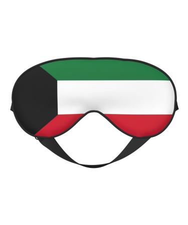 Kuwaiti Flag Print Sleep Eye Mask Night Light Blocking Blindfold Silk Sleeping Eye Shade for Men Women