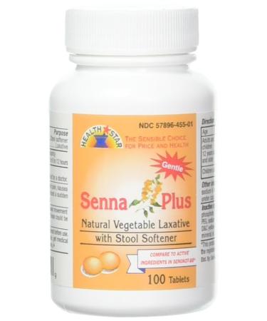Senna Plus Tablets sennesodes 8.6 Laxative + Docuate Sodium 50mg 100 Count