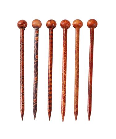 6 Pieces Wood Hair Sticks Japanese Hair Chopsticks for Hair Pins for Women Long Handmade Craft 13cm