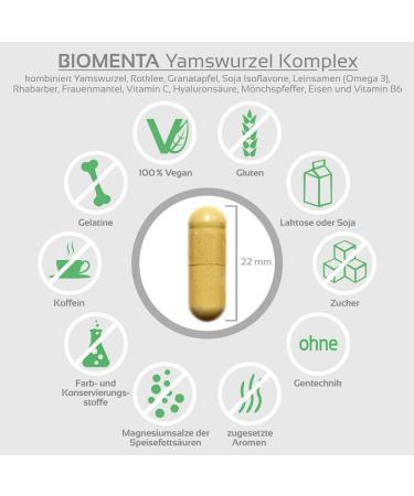 Biomenta Yams Root Complex - 120 Vegan Capsules with Red Clover Pomegranate & More | Premium High-Dose Supplement for Wellness - Buy Online on GoSupps.com