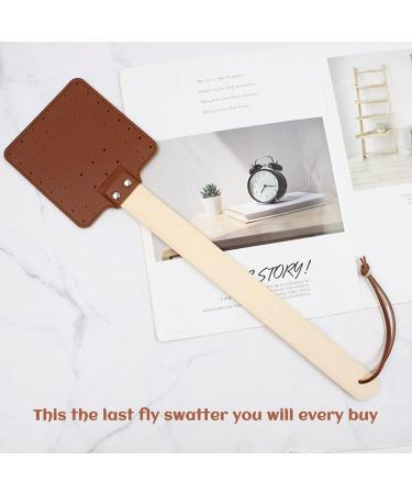 Fly Swatter Strong Leather Fly Swat with Long Flexible Handle Heavy Duty Fly Swatters Fly Swatters Brown - Buy Online on GoSupps.com