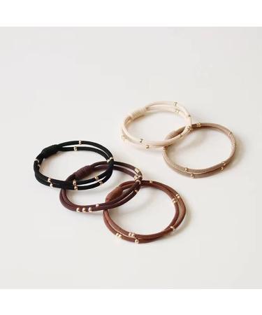 Jseng 10 Pcs Hair Ties with Golden Bead for Women Girls - No Damage Ponytail Holders Bracelets - Elastic Hair Bands for Thick Hair (5 Colors) - Buy Online on GoSupps.com