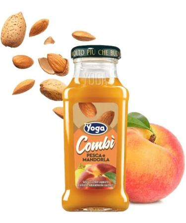 Yoga Pesca Mandorla Lot de 12 jus de fruits la p che et aux amandes - Boisson rafra chissante sans alcool - Bouteille en verre jetable de 200 ml + 1 sachet de th glac San Benedetto au citron sans - Buy Online on GoSupps.com