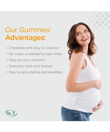 Dr. T Prenatal Gummies for Expectant Moms - Berry & Orange Flavor - Essential Prenatal Vitamins w/Folate Biotin & Zinc - Supports Healthy Pregnancy & Baby Growth - 60 Pectin Gummies - 180g (1 Pack) - Buy Online on GoSupps.com