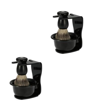 Alipis 2pcs shaving brush bristles razor mediumx2pcs blackx2pcs