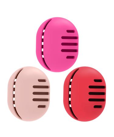 Fauxomor make-up sponge holder 3 pieces breathable silicone Beauty Blender travel bag for all sizes of make-up sponge sustainable portable cosmetics tool pink+rose red+red 1 piece (3 Pack) C-rosa+rose red+red