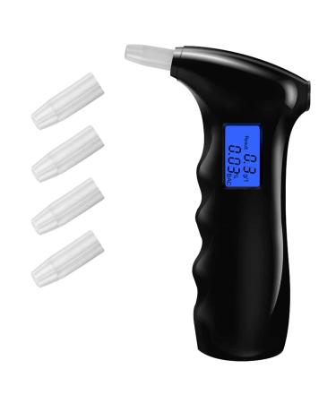 Portable Alcohol Tester, Professional Breathalyzer Digital Dark Blue LCD Display Auto Power Off Sound Alarm with 5 Mouthpieces for Drivers or Home Use
