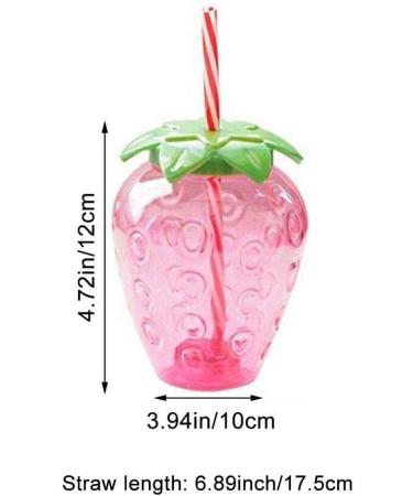 Strawberry Shaped Kawaii Cup with Straw for Boba Tea Pp Cute Cups with Lid and Straw Kawaii Tea Cup Bottle for Women - Buy Online on GoSupps.com