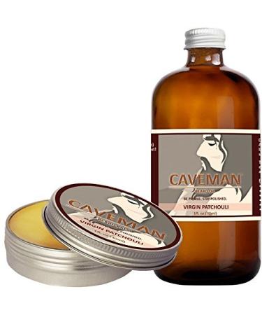 Caveman Virgin Patchouli Combo Beard Oil and Beard/Mustache Balm Leave in Conditioner 1oz Oil and Balm - Patchouli
