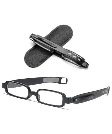 Vevesmundo blue light filter Reading glasses with case narrow compact mini Small folding glasses reading aid for on the go+1.0 +1.5 +2.0 +2.5 +3.0 +3.5.4.0 1er black reading glasses with leather bag 2.0 x