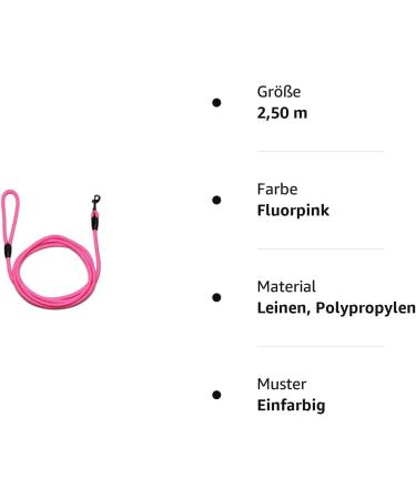Buy Fluor Pink Rope Dog Leash 2.50m - 10mm 27 Colors Adjustable Lengths | International Shipping - Buy Online on GoSupps.com