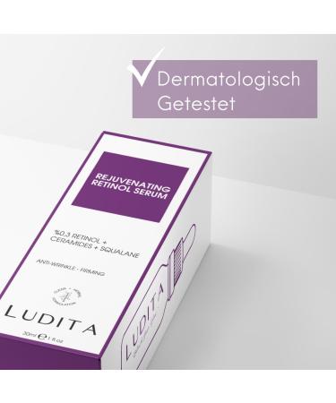 "Ludita Anti-Wrinkle and Renewing Retinol (Vitamin A) Serum (0.3% Retinol + Ceramide + Squalane) (30 ml - Buy Online on GoSupps.com