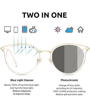 Buy Firmoo Photochrome Sunglasses - Anti Blue Light Reading Glasses for Men & Women | Glare Protection & Eye Strain Relief - 1.0x Clear - Buy Online on GoSupps.com