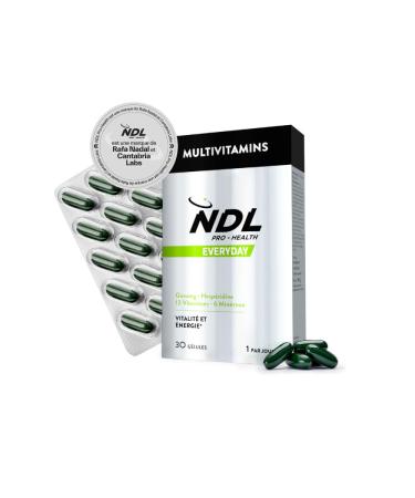 NDL Pro-Health Multivitamins - Dietary supplement with vitamins C B6 B12 ginseng and hesperidin extract 1 month supply 30 capsules by Rafa Nadal