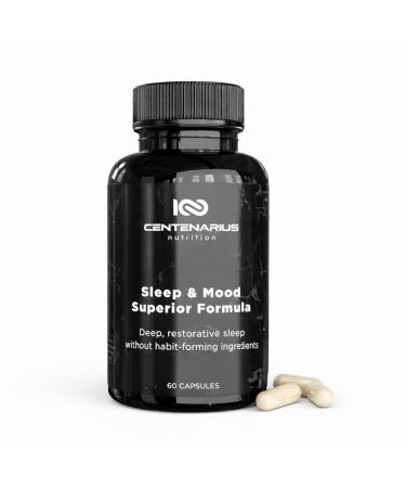 Centenarius Nutrition Sleep and Mood Formula with L-Theanine 5-HTP PharmaGABA + More for Sleep + Enhanced Mood & Stress Levels (60 Count)