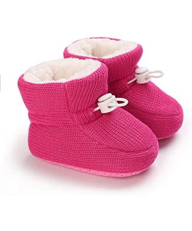 Baby Winter Fleece Booties Non-Slip Soft Sole Shoes - Dark Pink (0-6 Months) - Buy Online on GoSupps.com