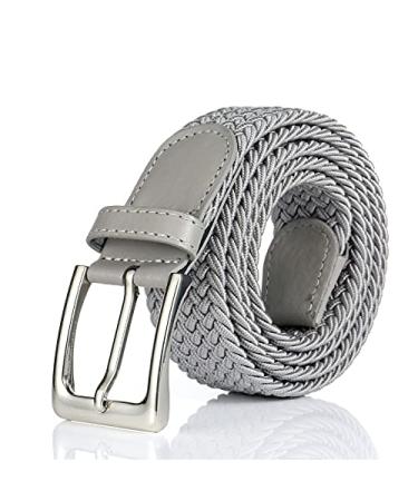 BSLLNEK Elastic Braided Belt, 1 3/8", Woven Stretch Belt for Golf Casual Jeans Shorts Pants Gray Small (28-32" Waist)