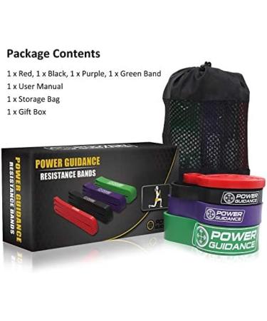 POWER GUIDANCE Pull Up Assist Bands Set - Stretch & Mobility Resistance Bands for Powerlifting & Training - Set of 4 - Buy Online on GoSupps.com