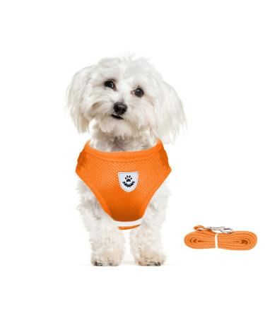 Meioro dog harness with leash reflecting soft padded dogs dishes-active adjustable breast harness for small medium-sized puppy cat-black vest (orange L-breast: 41-46cm) L-breast: 41-46cm orange