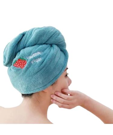 Bearhome free pigeon fast drying towel hair turban quick -drying microfiber towel hair. Hair towel with button suction -strong stable hold light blue