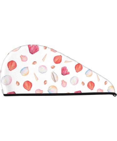 Red Coral & Scallop Seashell Microfiber Hair Towel | Super Absorbent Coral Velvet Wrap for Long Curly & Thick Hair - Buy Online on GoSupps.com