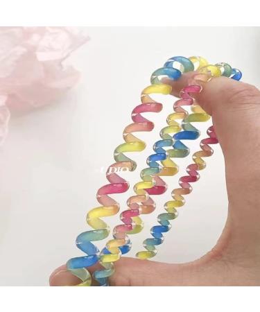 Iridescent Spiral Hair Ties - 4Pcs Phone Cord Coiled Hair Ties for Thick Hair - Buy Online on GoSupps.com