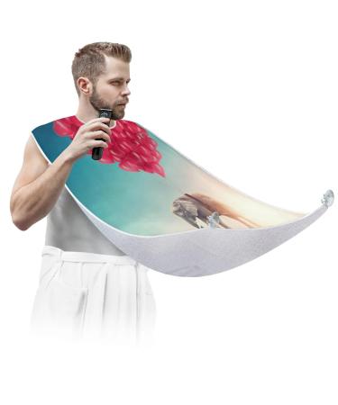 Elephant Love Heart Beard Bib Apron Beard Bib Hair Catcher for Men Shaving and Trimming Non-Stick Waterproof Beard Cape Grooming Cloth with 2 Suction Cups Gifts for Men