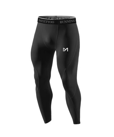 MEETYOO Men's Compression Pants, Cool Dry Sports Workout Running Tights Leggings Black Medium