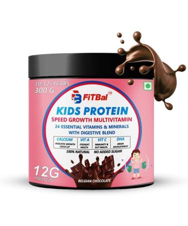Kids Protein - Speed Growth Multivitamin | 24 Essential Nutrients & Digestive Blend - 300g Belgian Chocolate - Buy Online on GoSupps.com