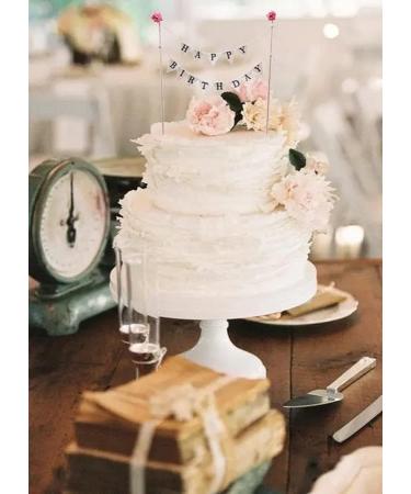 Yilang Retro Wedding Cake Topper - Handmade Ivory Pennant with Pink Rose for Weddings & Birthdays - Buy Online on GoSupps.com