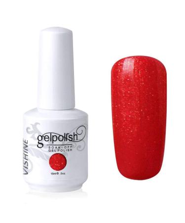 Vishine Gel Polish Nail Art Soak-off UV LED Nail Gel Polish Diy Manicure Pearl Crimson #614