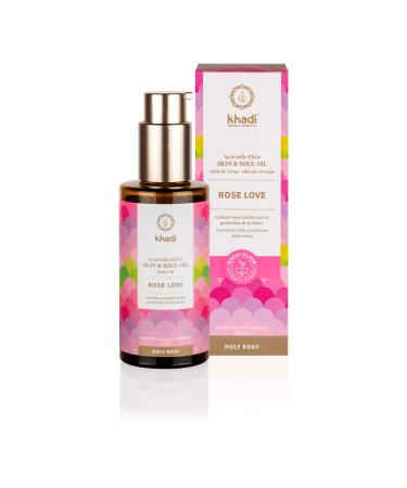 Khadi Rose Love Ayurvedic Elixir - Luxurious 100ml Skin & Soul Oil | 100% Natural Vegan & Regenerating Beauty Oil - Buy Online on GoSupps.com