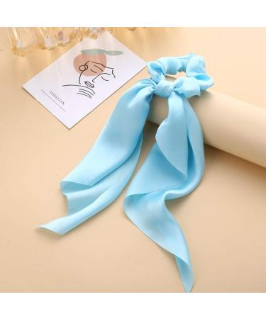 Hair Scarf Scrunchies Set - 7pcs Silky Bowknot Hair Ribbon Ties in Pink/White/Blue/Yellow for Women and Girls - Buy Online on GoSupps.com