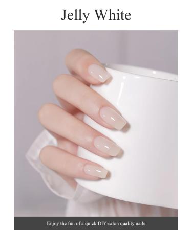 Buy Semi Cured Gel Nail Strips - Jelly White 20 PCS | Easy to Use Gel Nail Wraps for Salon Quality Nails | UV Light Required - Buy Online on GoSupps.com