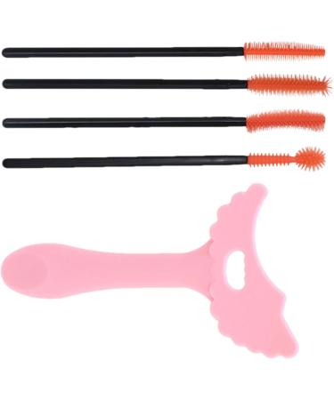 Silicone Mascara Aid | Mascara Guide Shield Template Ergonomic Handle Makeup Aid Tool for Dating Daily Use Night Out Pink + Eyelash Brush - Buy Online on GoSupps.com