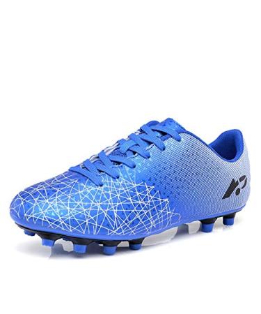 WELRUNG Men's Women's AG Sports Soccer Cleats Training Shoes Non-Slip Wear Resistant for Children 7 Women/6 Men Blue