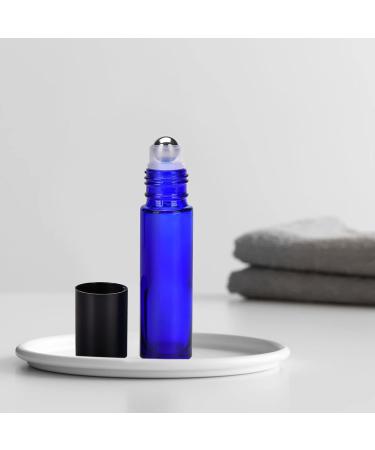 Topsky 24x 10ml Empty Glass Roll-on Bottles - Stainless Steel Roller for Essential Oils Lotions & Perfumes - Durable Blue - International Shipping Available - Buy Online on GoSupps.com