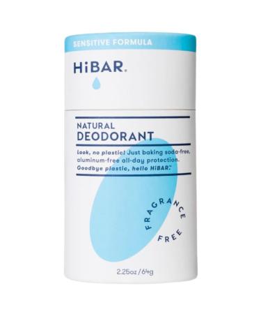 HiBAR Fragrance-Free Sensitive Deodorant - Natural Deodorant for Sensitive Skin - Aluminum-Free Baking Soda-Free Cruelty-Free Travel-Friendly Size with Easy Push-Up Applicator Unscented