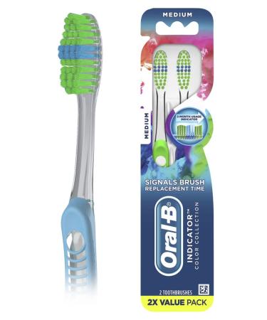 Oral-B Indicator Color Collection Toothbrushes Medium 2 Count - Buy Online on GoSupps.com