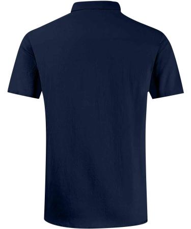 Buy Men's Short Sleeve Reversible Summer Shirt - Casual Hawaiian Beach Shirt with Button Placket & Pockets | Lightweight Vacation Tees in XL & Marine Colors - Buy Online on GoSupps.com