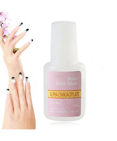 10g Fast Drying Nail Glue Sticky Nail Piece Adhesive for False Nail Acrylic Nail Art Decoration Glue with Brush 3Pcs