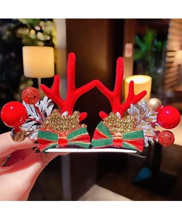 Christmas Hair Clip Alligator Clips 2 Pairs Christmas Reindeer Antler Hair Clip Christmas Tree Pine Cone Cute Elk Horns Pine Cone Christmas Hairpin Deer Horn Ears Hair Pins - Buy Online on GoSupps.com