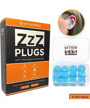 ZZZ-Plugs Silicone Earplugs - 6 Pair Value Pack for Sleeping, Swimming, Travel - Moldable Noise Cancelling Ear Plugs for Snoring, Studying, Concerts - Buy Online on GoSupps.com