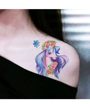 Oottati Temporary Tattoo Stickers - Fairy Tale Horse Wing Unicorn Design - 8 Sheets for Women - Buy Online on GoSupps.com