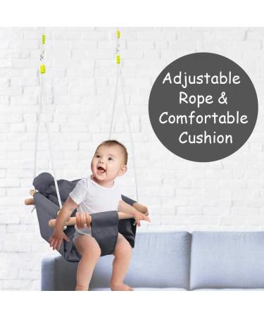 Baby Canvas Hanging Swing Seat - Secure Indoor & Outdoor Hammock Toy in Grey/Dark Grey - Buy Online on GoSupps.com