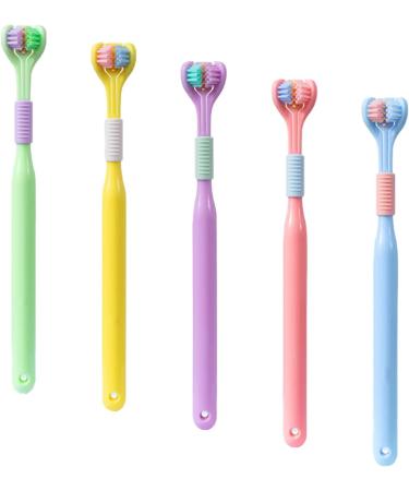 5 x three-sided soft toothbrush 3-page V-shaped toothbrushes for adults soft bristles deep and thorough to clean teeth and gums