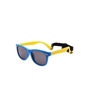 FOURCHEN Flexible Polarized Baby Sunglasses for Toddler and Infant with Strap Age 0-3 Blueyellow